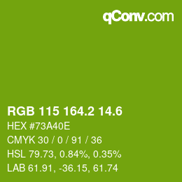 カラーコード: RGB 115 164.2 14.6 | qconv.com