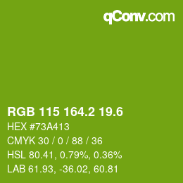 カラーコード: RGB 115 164.2 19.6 | qconv.com