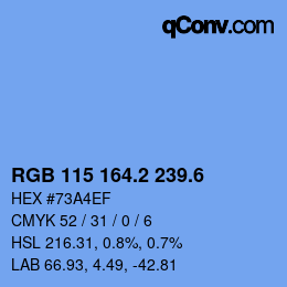カラーコード: RGB 115 164.2 239.6 | qconv.com