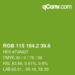 カラーコード: RGB 115 164.2 39.6 | qconv.com