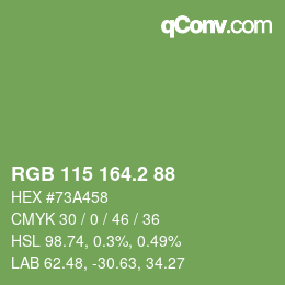 カラーコード: RGB 115 164.2 88 | qconv.com