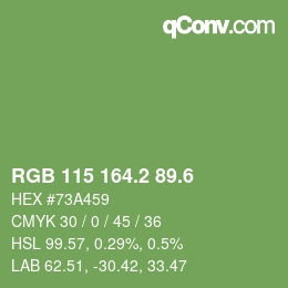 カラーコード: RGB 115 164.2 89.6 | qconv.com