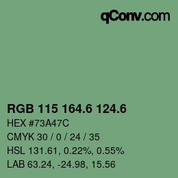 カラーコード: RGB 115 164.6 124.6 | qconv.com