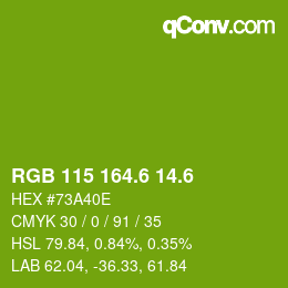 カラーコード: RGB 115 164.6 14.6 | qconv.com