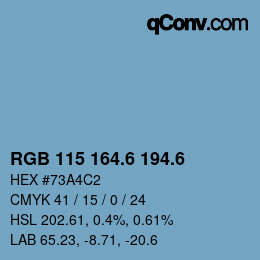 カラーコード: RGB 115 164.6 194.6 | qconv.com