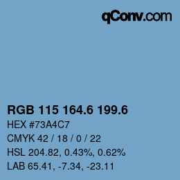 カラーコード: RGB 115 164.6 199.6 | qconv.com