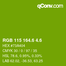 カラーコード: RGB 115 164.6 4.6 | qconv.com