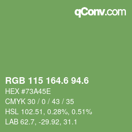 カラーコード: RGB 115 164.6 94.6 | qconv.com