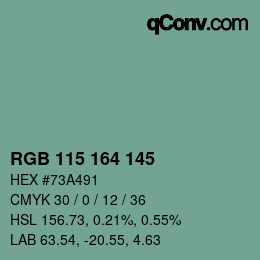 カラーコード: RGB 115 164 145 | qconv.com