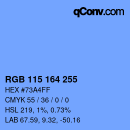 Color code: RGB 115 164 255 | qconv.com