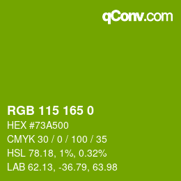 Color code: RGB 115 165 0 | qconv.com