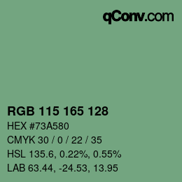 カラーコード: RGB 115 165 128 | qconv.com