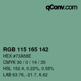 Color code: RGB 115 165 142 | qconv.com