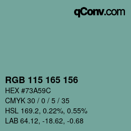 Farbcode: RGB 115 165 156 | qconv.com