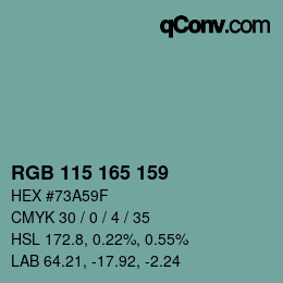 Color code: RGB 115 165 159 | qconv.com