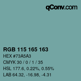 Color code: RGB 115 165 163 | qconv.com