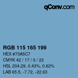 Color code: RGB 115 165 199 | qconv.com