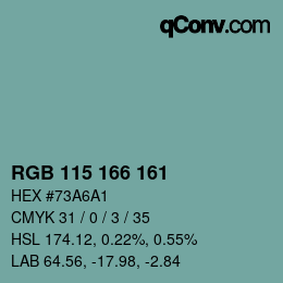 カラーコード: RGB 115 166 161 | qconv.com
