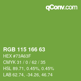 Color code: RGB 115 166 63 | qconv.com