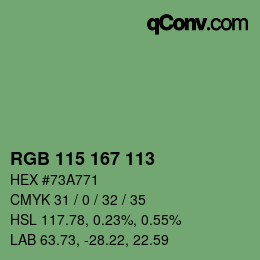 Color code: RGB 115 167 113 | qconv.com