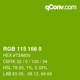 Color code: RGB 115 168 0 | qconv.com