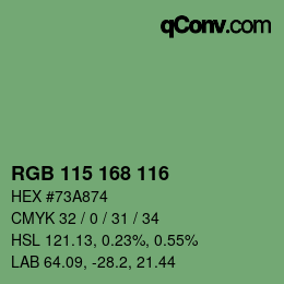 颜色代码: RGB 115 168 116 | qconv.com
