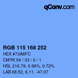 Color code: RGB 115 168 252 | qconv.com