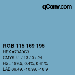 颜色代码: RGB 115 169 195 | qconv.com