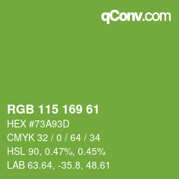 颜色代码: RGB 115 169 61 | qconv.com