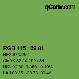 颜色代码: RGB 115 169 81 | qconv.com