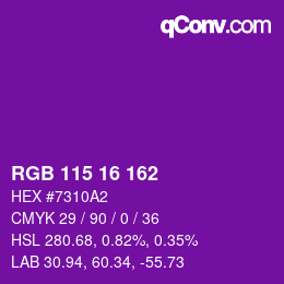 Color code: RGB 115 16 162 | qconv.com