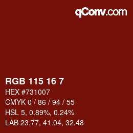 Color code: RGB 115 16 7 | qconv.com