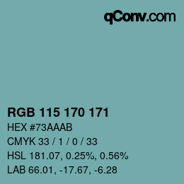 カラーコード: RGB 115 170 171 | qconv.com