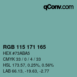 Código de color: RGB 115 171 165 | qconv.com