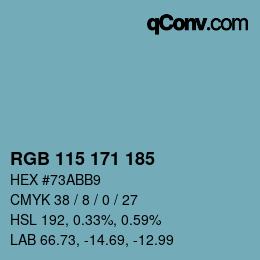 カラーコード: RGB 115 171 185 | qconv.com