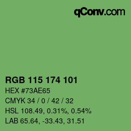 Color code: RGB 115 174 101 | qconv.com