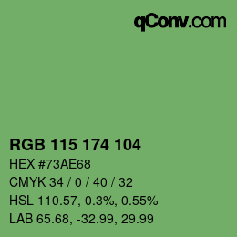 Color code: RGB 115 174 104 | qconv.com