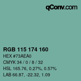 Color code: RGB 115 174 160 | qconv.com