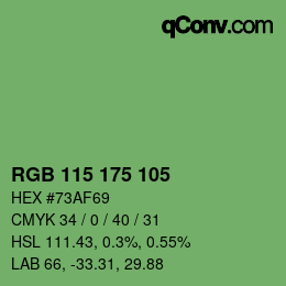 Color code: RGB 115 175 105 | qconv.com