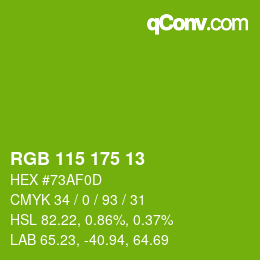 Color code: RGB 115 175 13 | qconv.com