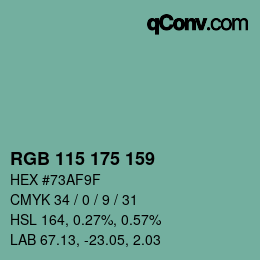 カラーコード: RGB 115 175 159 | qconv.com