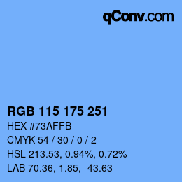 Color code: RGB 115 175 251 | qconv.com