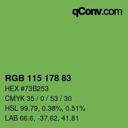 Color code: RGB 115 178 83 | qconv.com