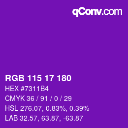 Color code: RGB 115 17 180 | qconv.com