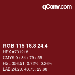 カラーコード: RGB 115 18.8 24.4 | qconv.com