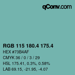カラーコード: RGB 115 180.4 175.4 | qconv.com