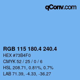 カラーコード: RGB 115 180.4 240.4 | qconv.com