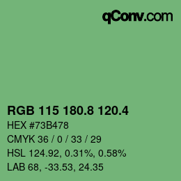 カラーコード: RGB 115 180.8 120.4 | qconv.com