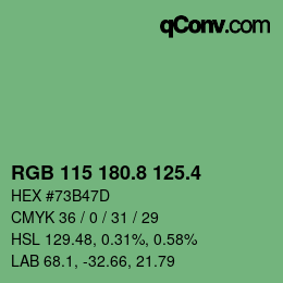 カラーコード: RGB 115 180.8 125.4 | qconv.com