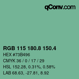 カラーコード: RGB 115 180.8 150.4 | qconv.com